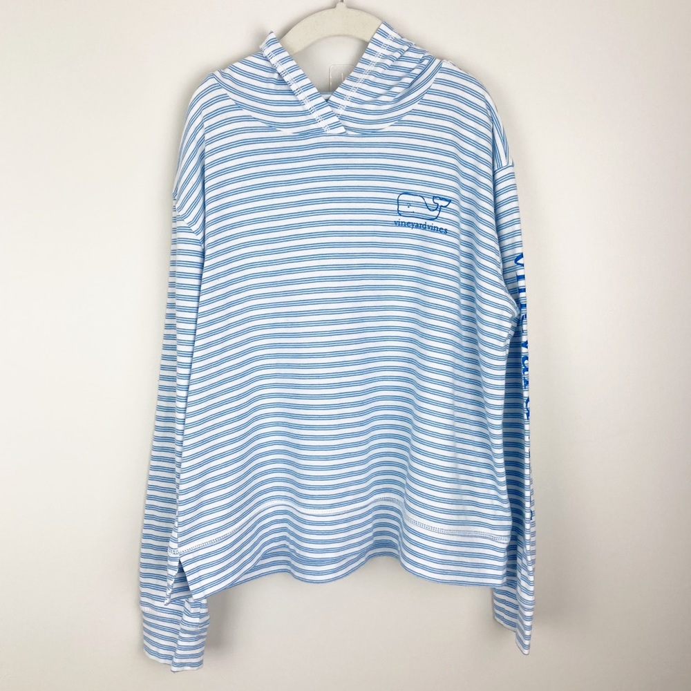 Vineyard Vines - Medium Girls Blue & White Striped Hoodie